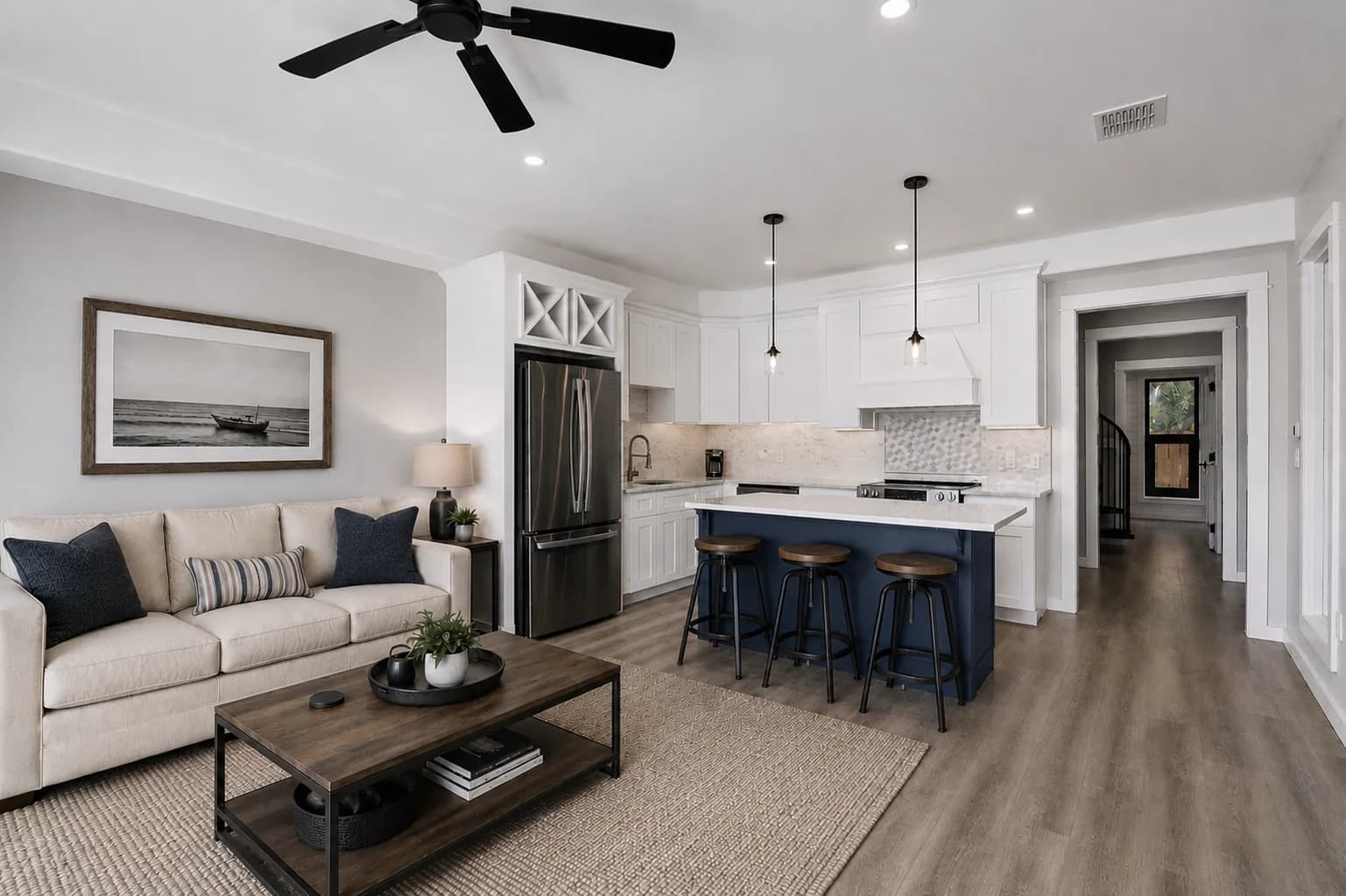 Finished suite living area and kitchen
